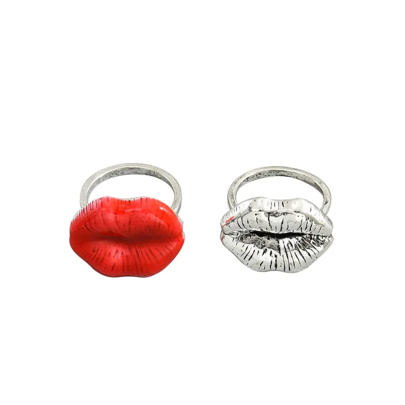 Bold Lips Statement Ring Set