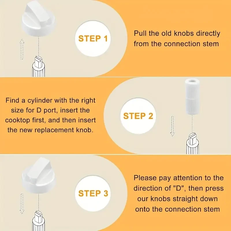 4pcs Black & 4pcs White Control Knobs with 12 Adapters Each