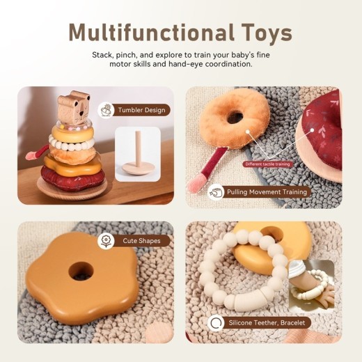 Baby Early Education Puzzle Lion Set Column Toy Wooden