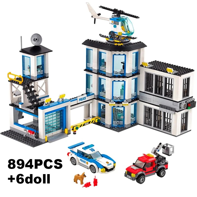 City Police Station Guard Building Blocks 60141  Helicopter, Car, SWAT Prison, Figures, Bricks Educational
