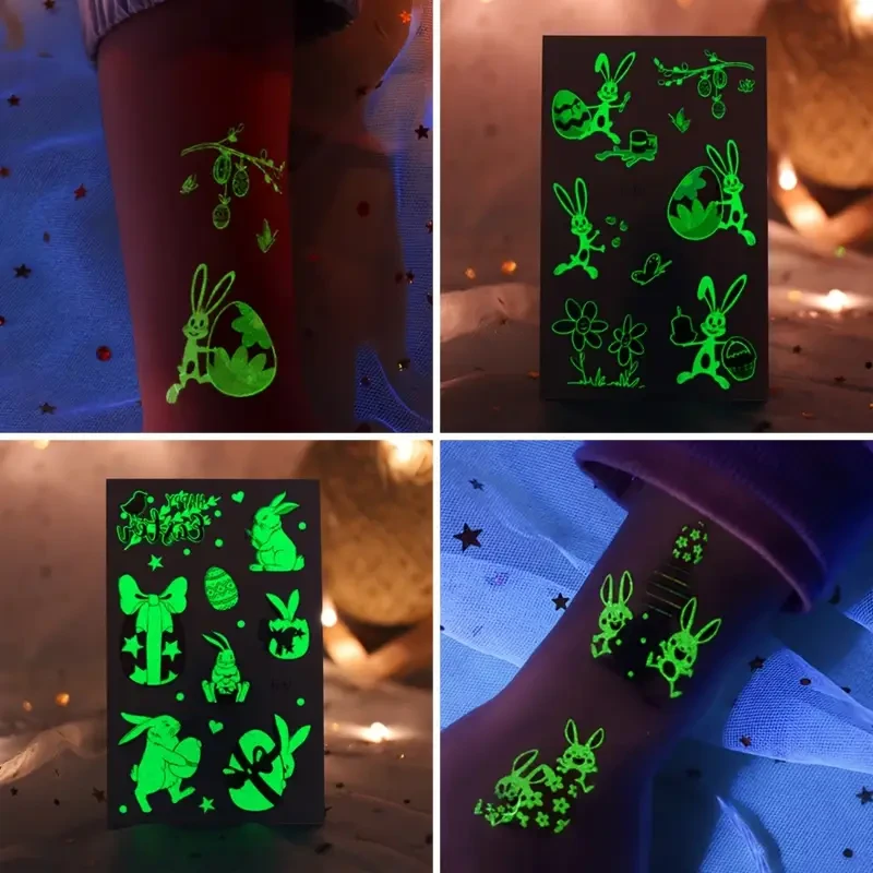 Sheets Glow-in-the-Dark Easter Temporary Tattoo Stickers