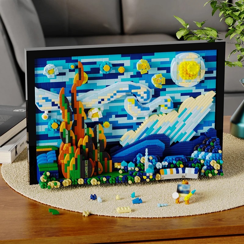1731PCS Starry Night Building Blocks Assembly Toy, Art Drawing Blocks