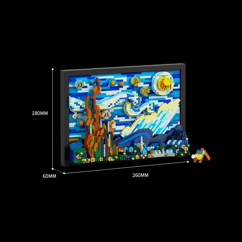 1731PCS Starry Night Building Blocks Assembly Toy, Art Drawing Blocks