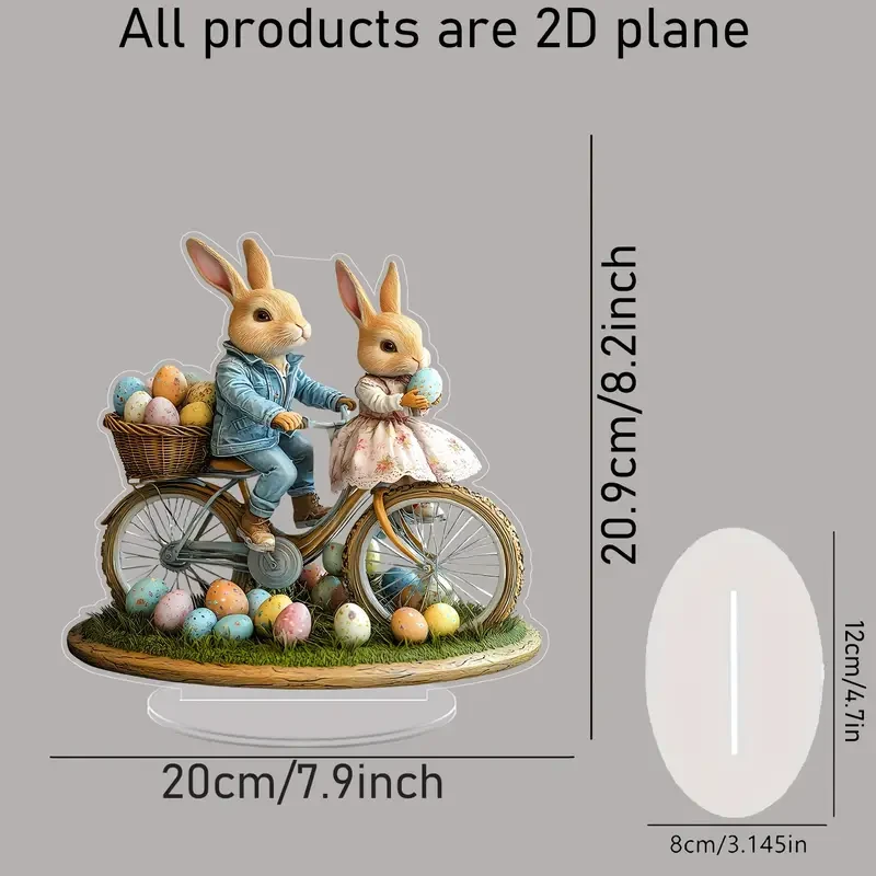 Art Deco Acrylic Easter Bunny 2D Flat Ornament