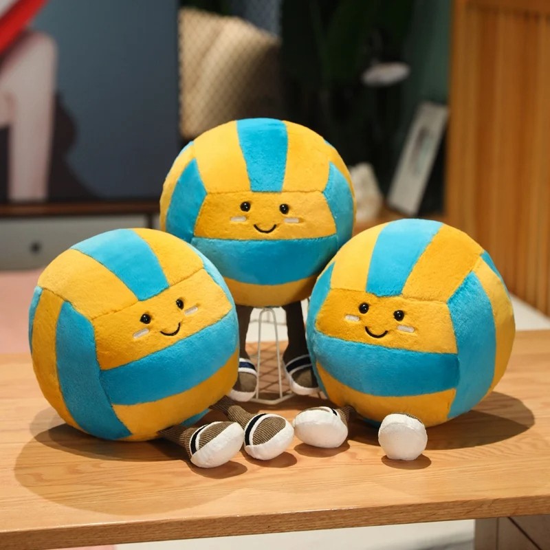 26cm Soft Sports Volleyball Plush Doll With Feet Kawaii Decorative Gift Toy