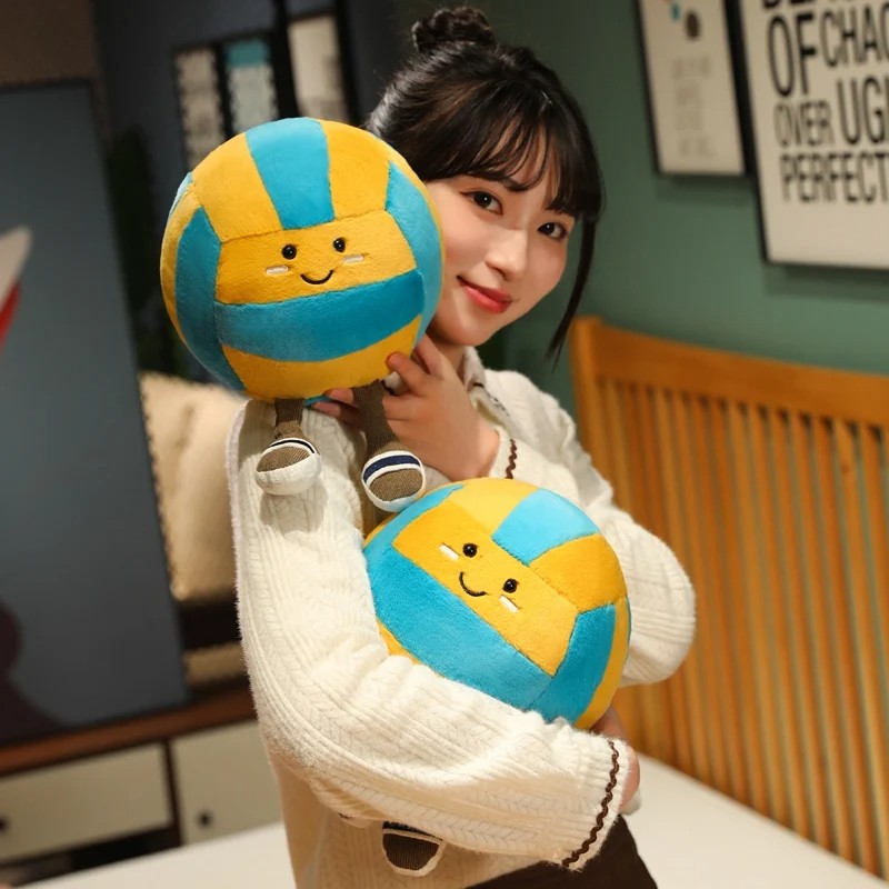26cm Soft Sports Volleyball Plush Doll With Feet Kawaii Decorative Gift Toy