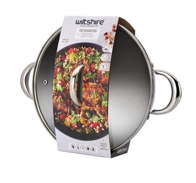 Easycook Blue Non-stick Induction Casserole 28cm3.59l with glass lid - Wiltshire