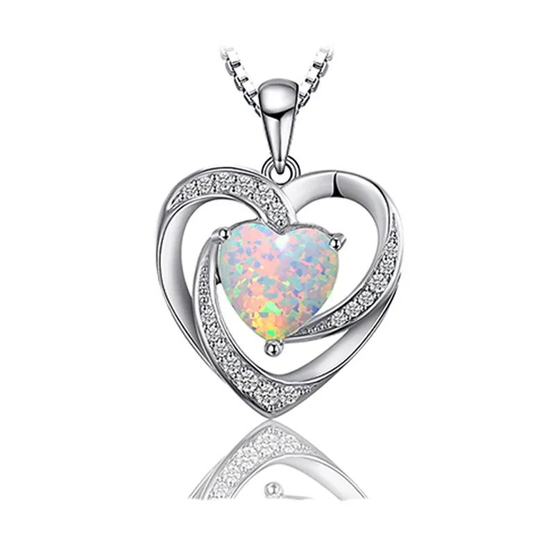 Heart-shaped synthetic opal fashion pendant