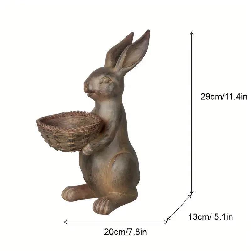 Charming Chocolate Bunny Garden Statue with Pot