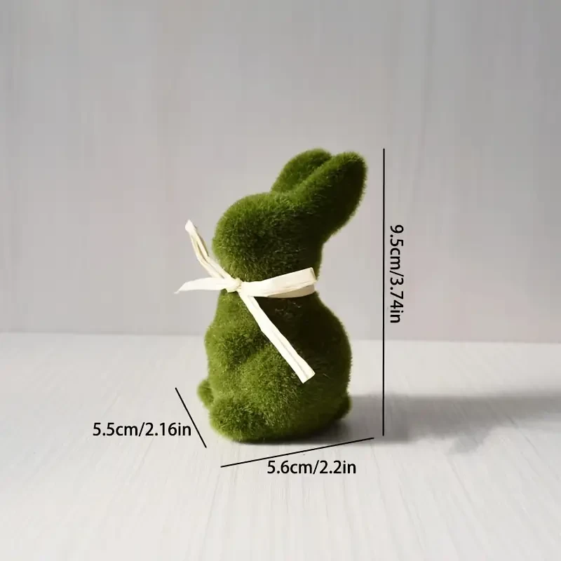 Easter Decoration Bunnies: Moss-Finished Resin Rabbit Figurine