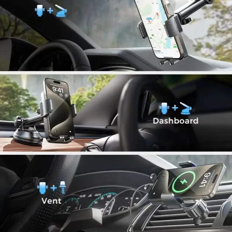 LISEN 3 in1 Universal 360 Adjustable Gooseneck Vacuum Suction Cup Car Phone Holder