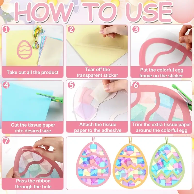 Easter Egg Craft Kits Easter Tissue Paper Suncatchers Bulk Stained Glass Effect