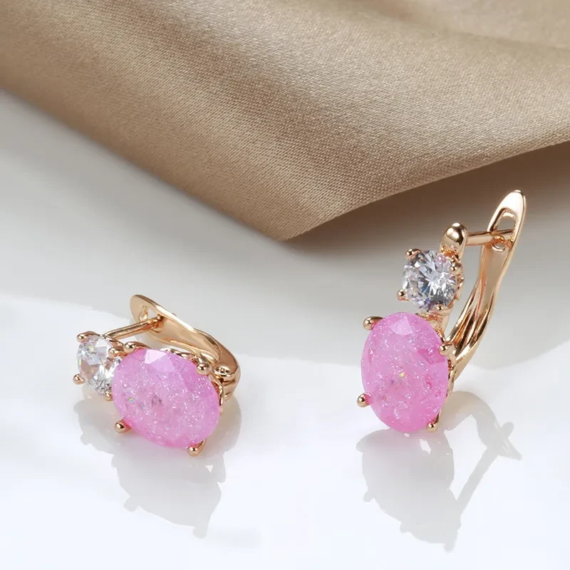 Rose Gold Ear Ring Zircon Sweet Peach