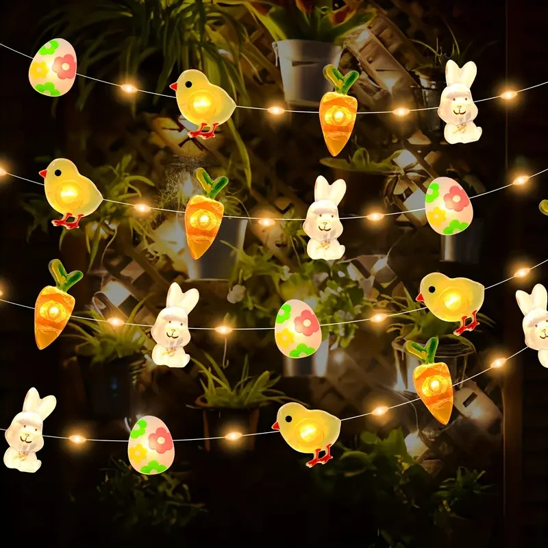 Easter 1pc Chicken Rabbit Egg Carrot String Lights