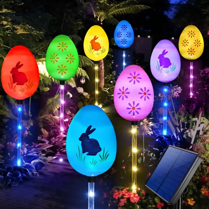 set of solar egg walkway lights for outdoor Easter decoration