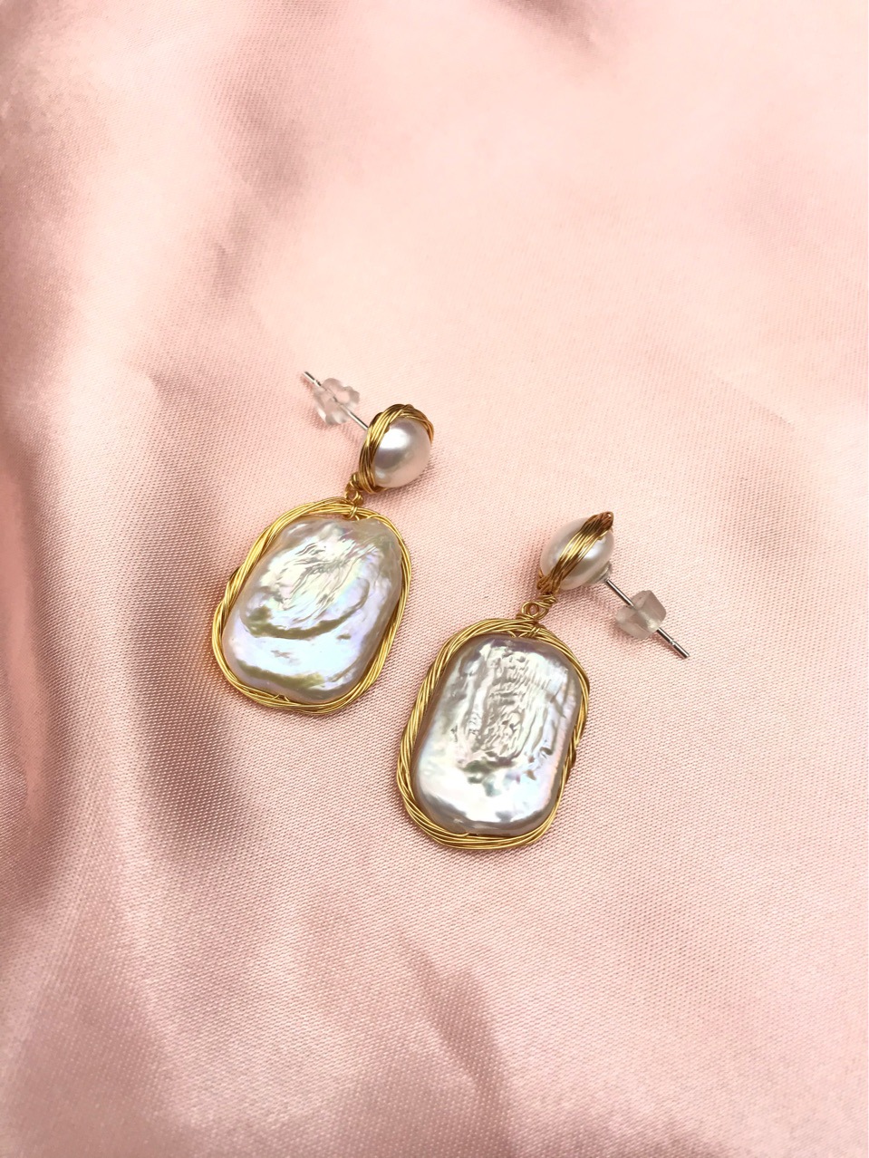 Spring And Summer Baroque Pearl Earrings Geometric