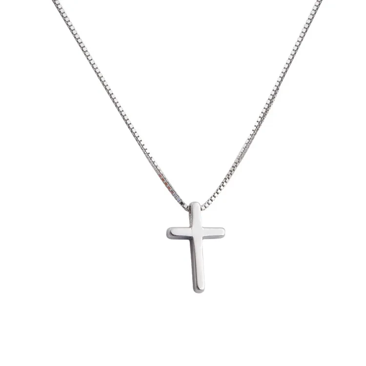 Simple Plain Cross Pendant Clavicle Chain