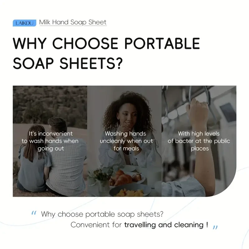 5pcs LAIKOU Milk Hand Soap Sheets