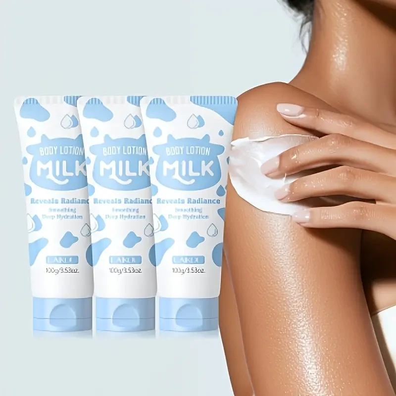 3pcs LAIKOU Milk Body Lotion 3.53oz, Deep Moisturizing, for All Skin Type, Portable for Travelling, Gift for Valentine'S Day, Birthday