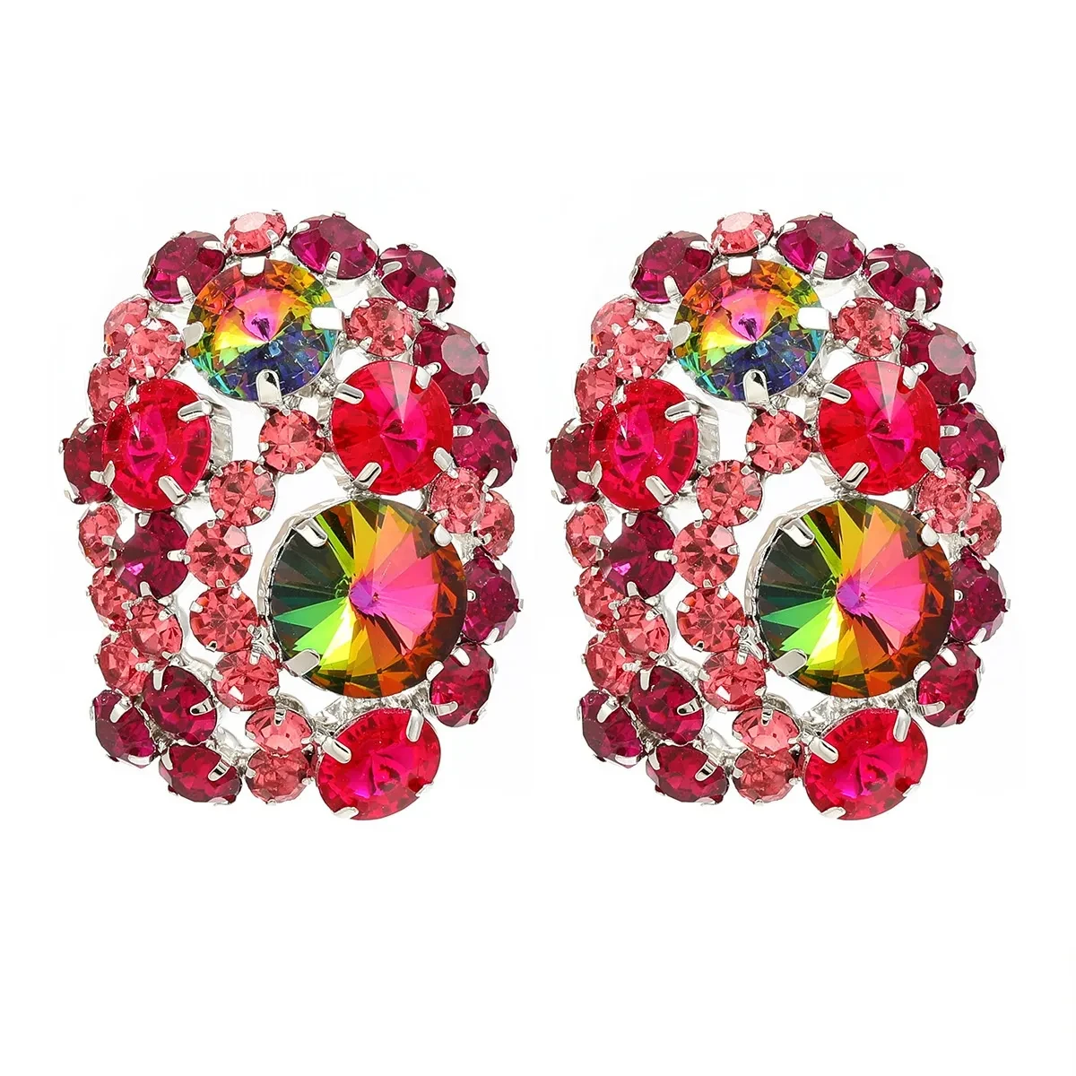 High-grade Colorful Crystals Earrings With Diamonds