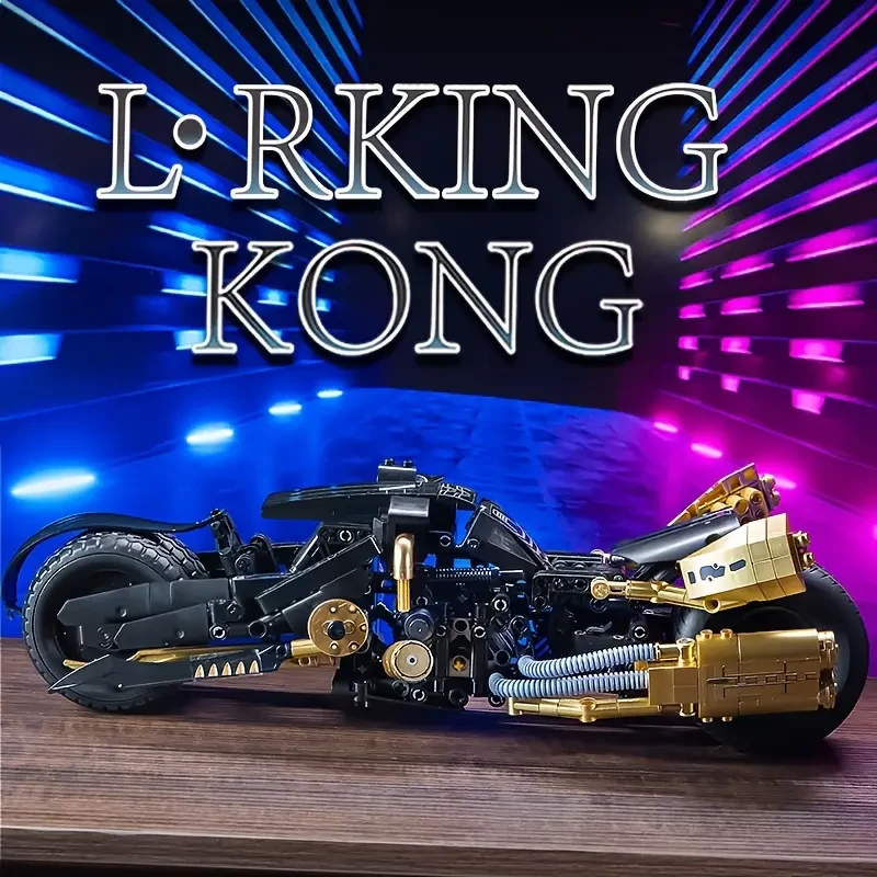 New 1:10 Technical Series Classic Cyber Style Motorcycle Famous Bat Moto Building Blocks Road Racing Bricks Model High Difficulty Kid Assembly Toy