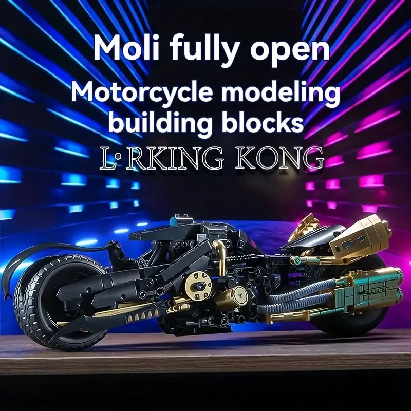 New 1:10 Technical Series Classic Cyber Style Motorcycle Famous Bat Moto Building Blocks Road Racing Bricks Model High Difficulty Kid Assembly Toy