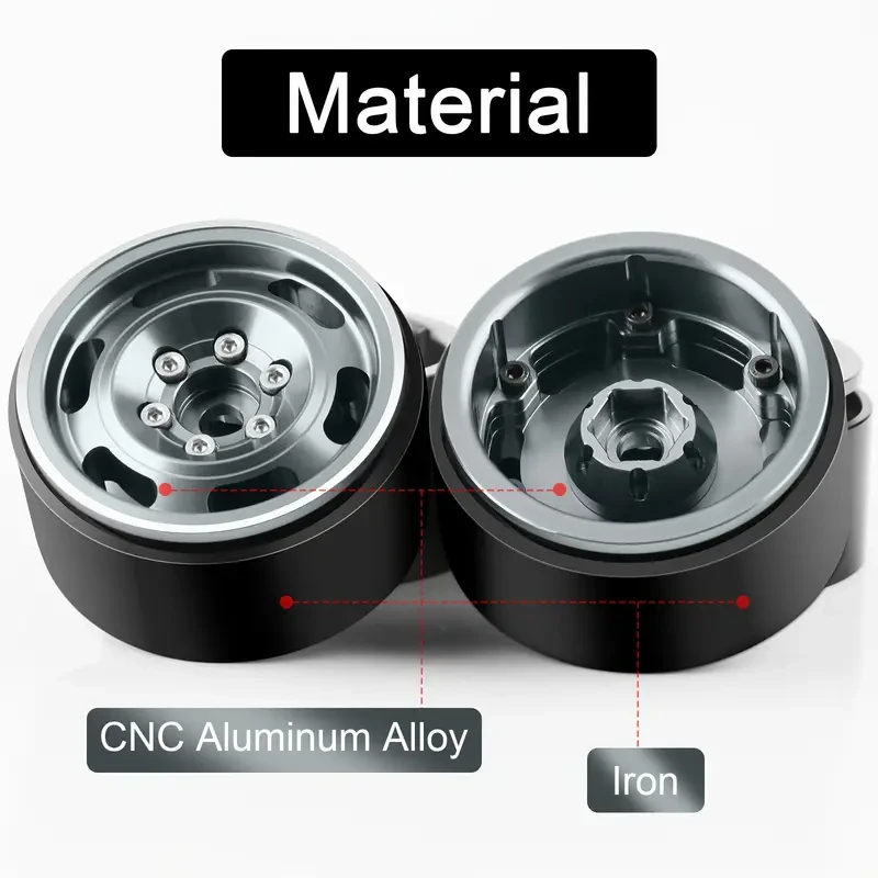 Dashrc 1.9 Beadlock Wheel Rim, 177G Heavy Aluminum Alloy Beadlock Wheels Designed for 1/10 RC Crawler SCX10 TRX4 TRX6 VS4-10 GEN7 GEN8 Enhancements