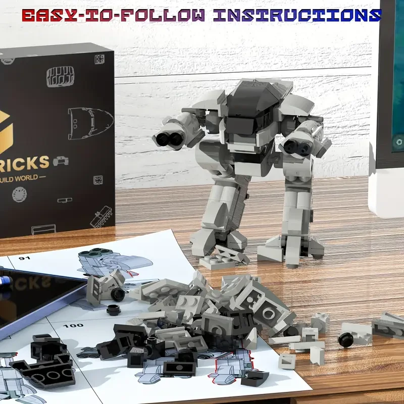 [Multifunctional] Gray Robot Brick Building Set