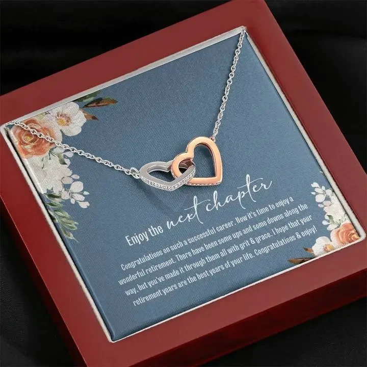 Fashion Platinum Pendant Double Heart Necklace