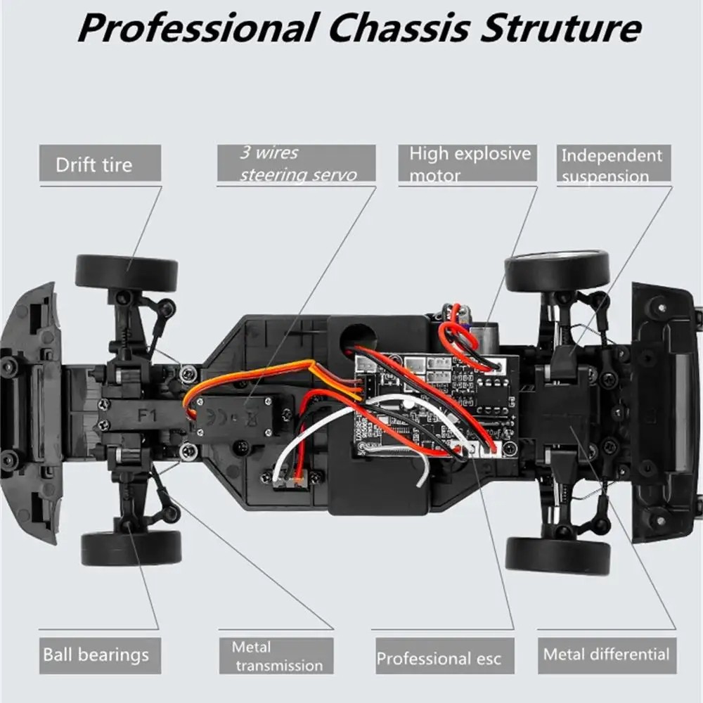 2.4GHz LD RC LD1899 1/18 RC Drifting Car with Gyroscope On-Road Alloy Body Shell Racing Car