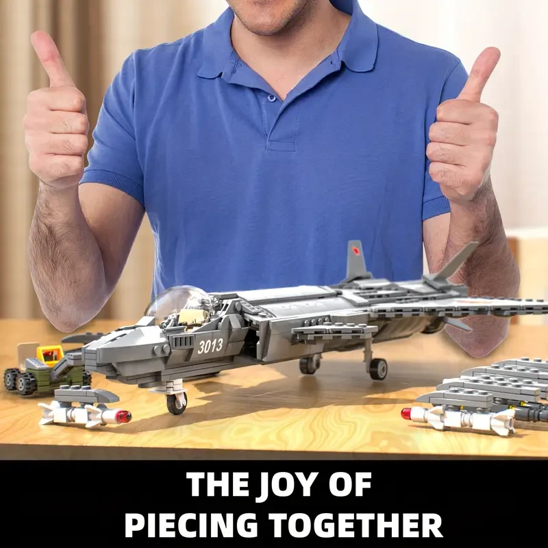 768pcs Fighter Jet Model Puzzle Toy Airplane Building Block Set Creative Desktop Ornament Collection Hobbyist