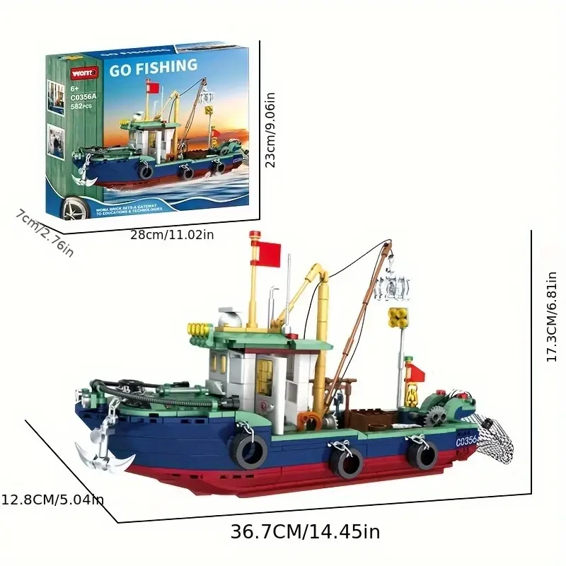 WOMA Go Fishing Boat Building Blocks Set