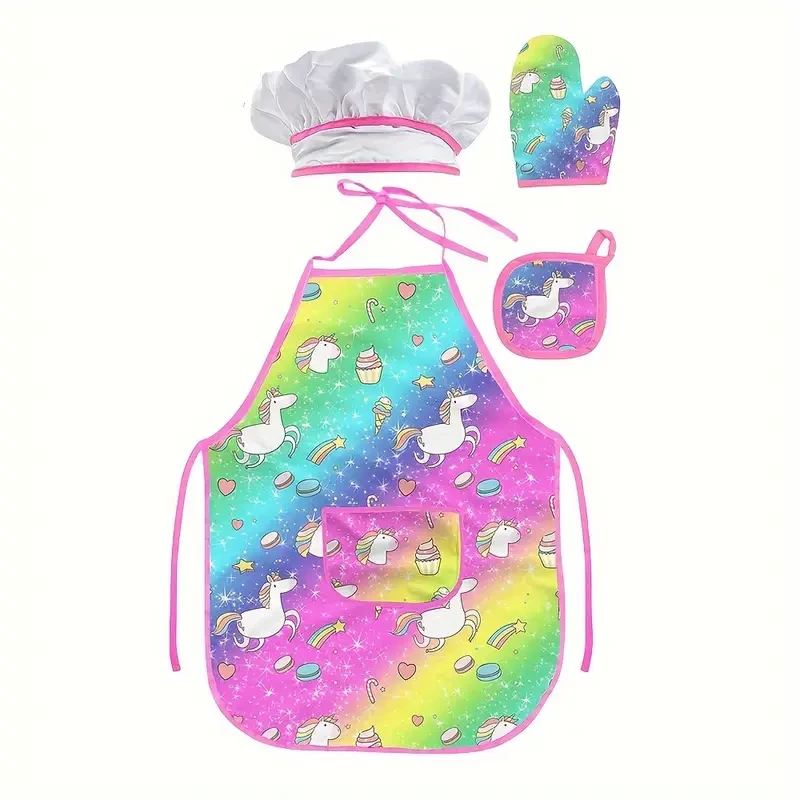 Unicorn Apron Set with Gloves, Chef Hat, and Baking Tools