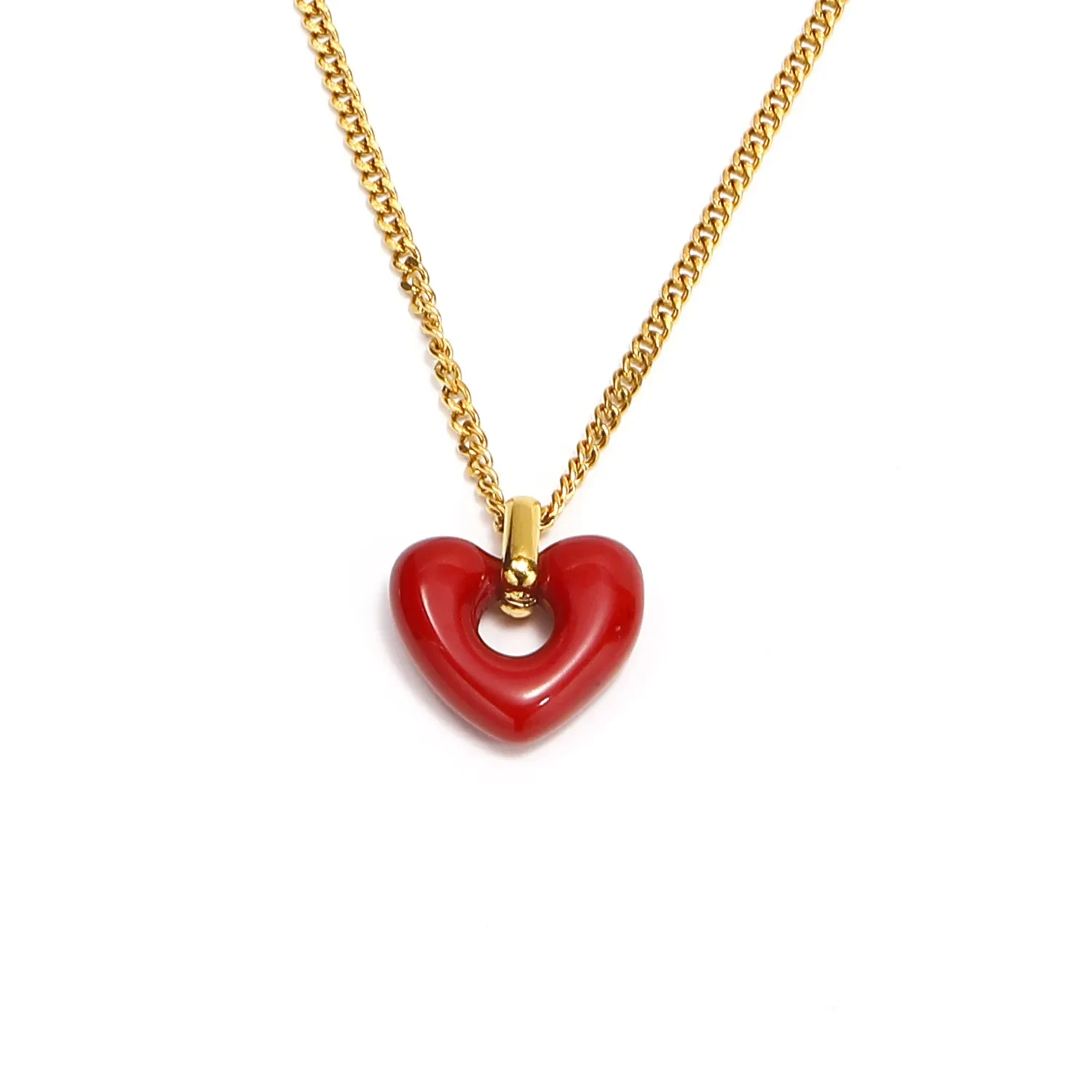 Heart-shaped Red Agate Pendant Women