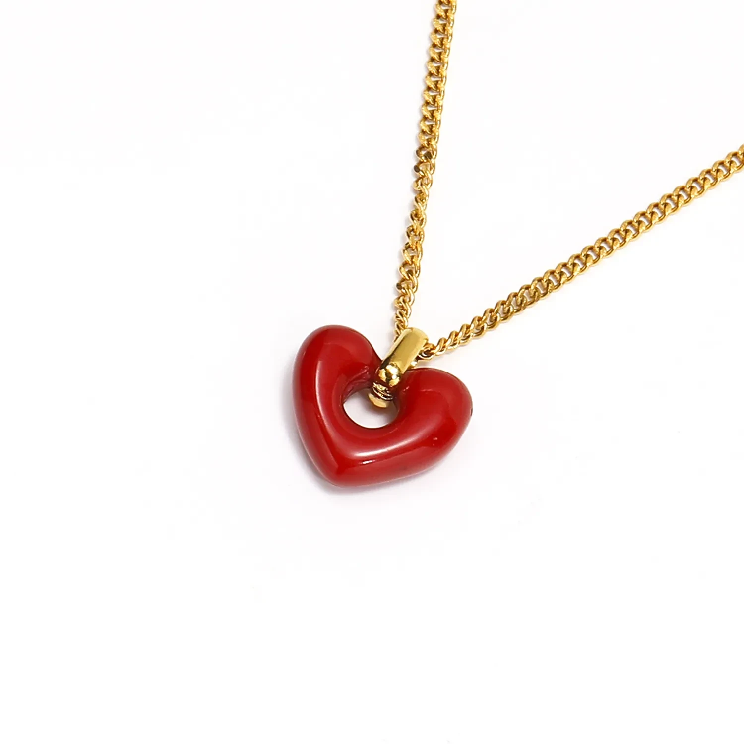 Heart-shaped Red Agate Pendant Women
