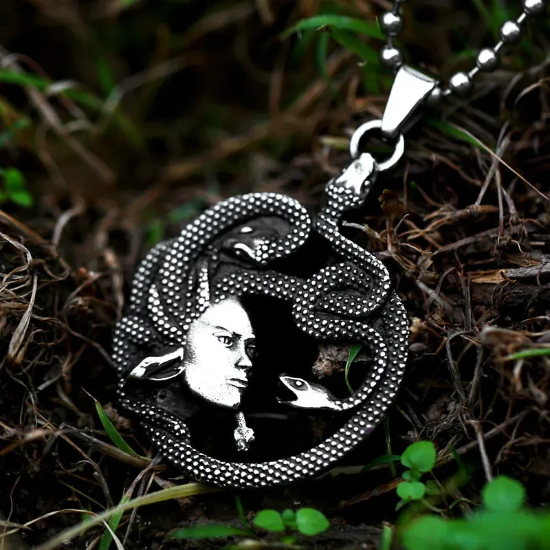 Nordic Vintage Stainless Steel Snake Pendant