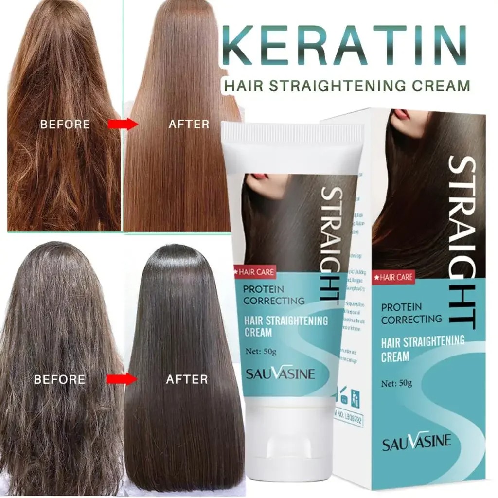 Keratin Hair Straightening Cream  Professional Smoothing Treatment for Permanent Hair Straightening