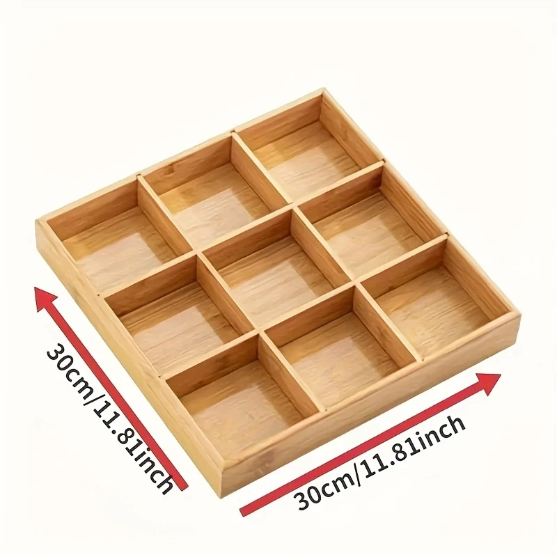 9 Compartment Bamboo Storage Box for Snacks