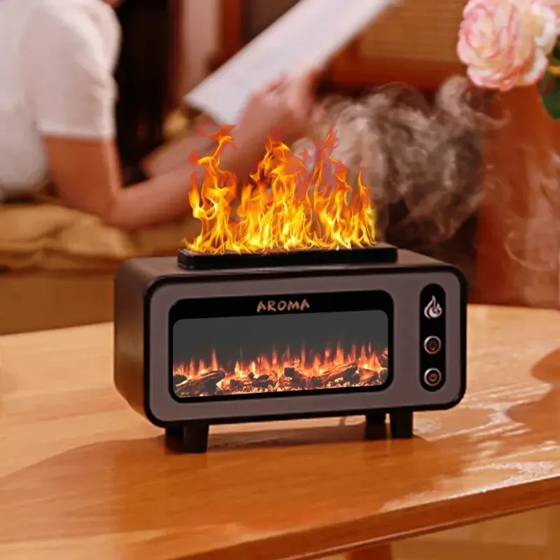 New Design Ultrasonic Flame Humidifier 200ml Simulated Fireplace 3D Fire Aroma Diffuser Colorful Light Essential Oil Diffuser For Bedroom