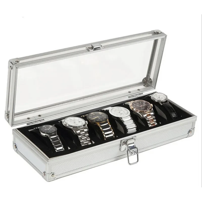 Aluminum 6 watches boxes, table boxes, jewelry box jewelry box collection bin