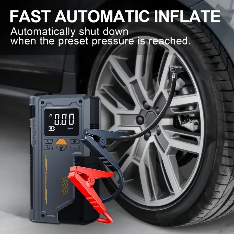 JKUOO Portable Car Tire Inflator with Emergency Start