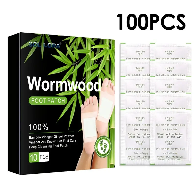 100pcs Wormwood Foot Patches with Bamboo Vinegar & Ginger Powder