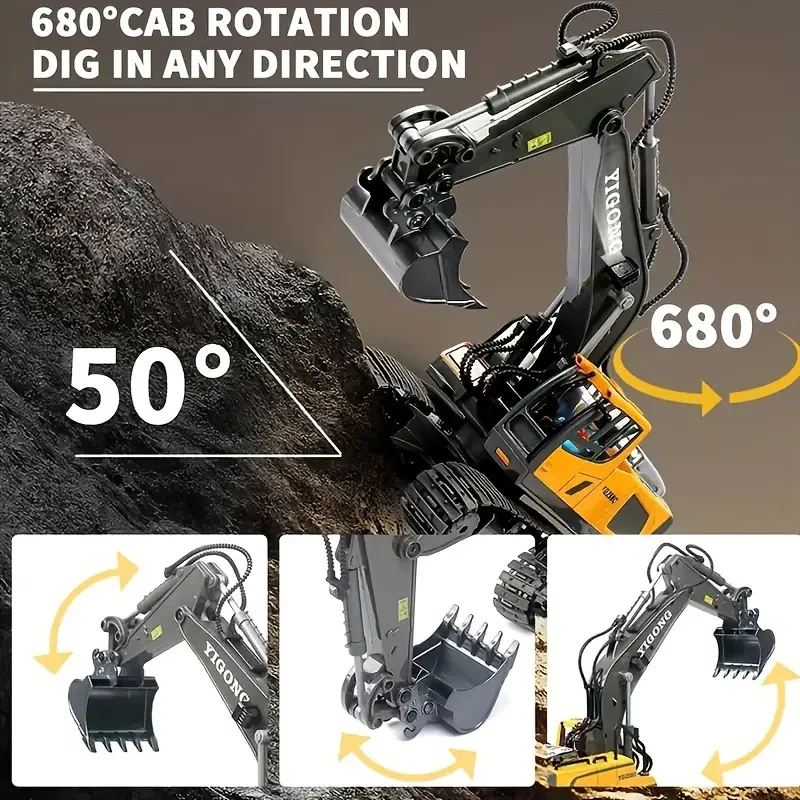 1pc Yigong 1:20 Scale Remote Control Alloy Excavator