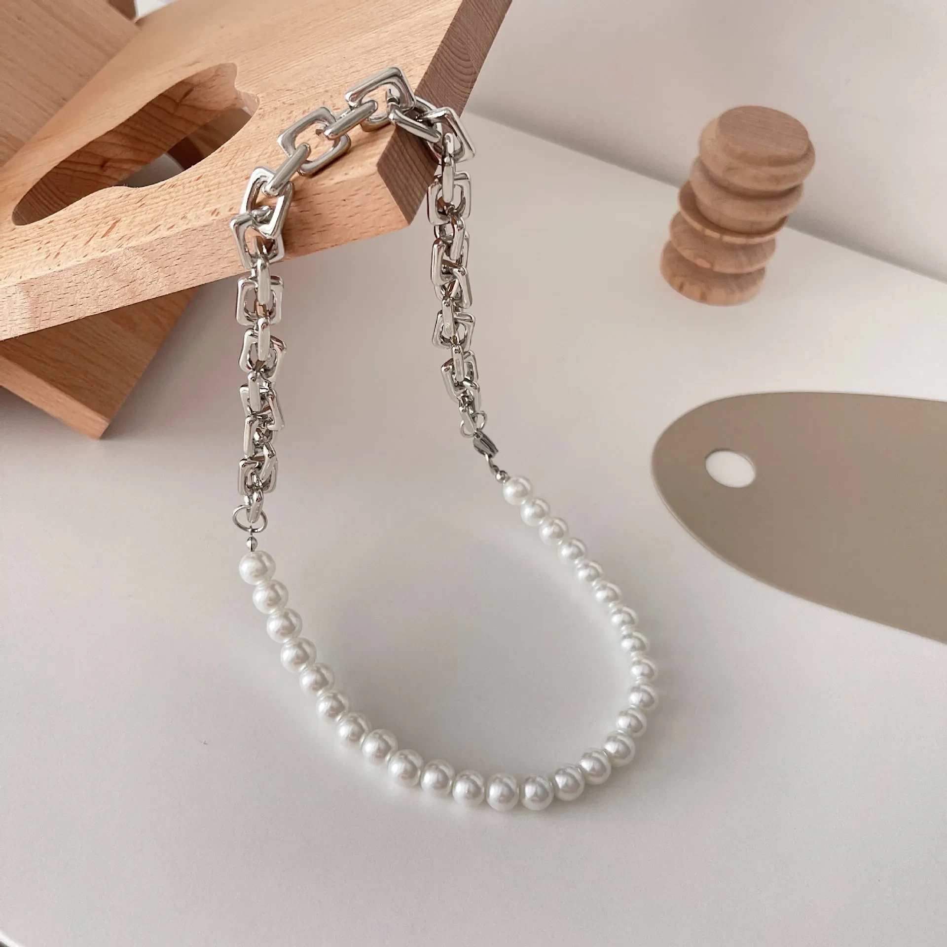 Pearl Titanium Steel Chain All-match Necklace