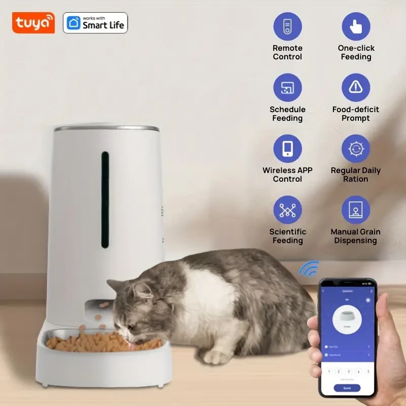 Tuya Smart Automatic Pet Feeder with Wi-Fi Remote Control