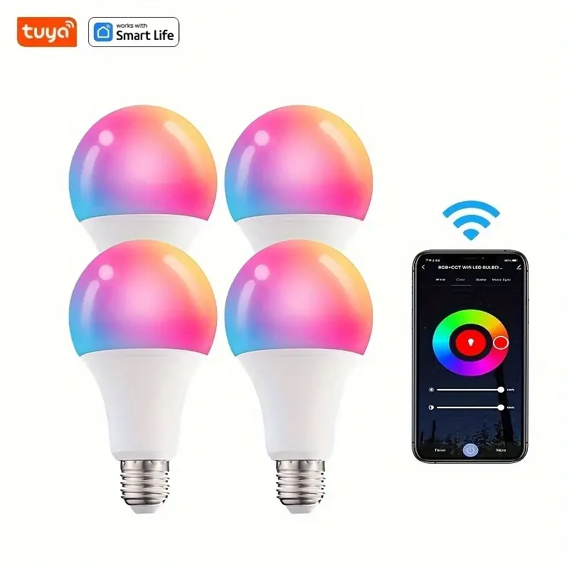 4pcs Tuya Smart Wi-Fi LED Light Bulbs