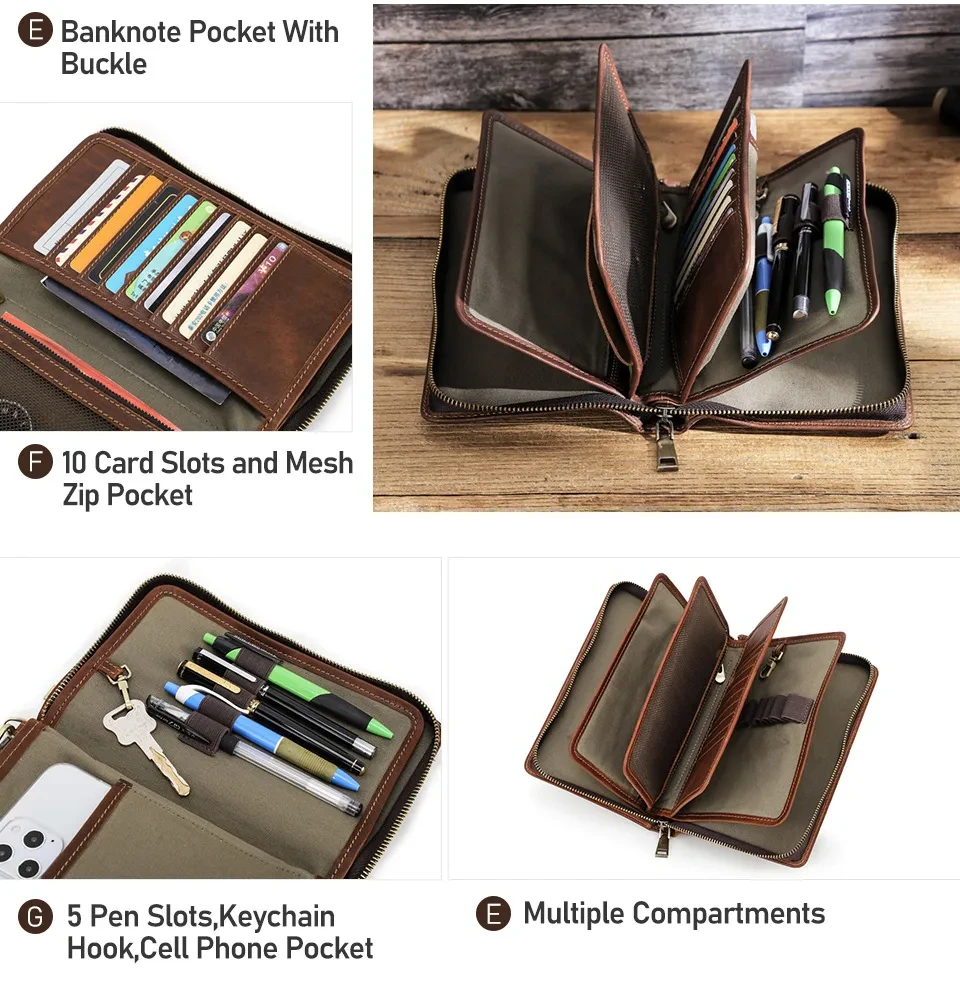 Retro Crazy Horse Cowhide Business Casual Clutch