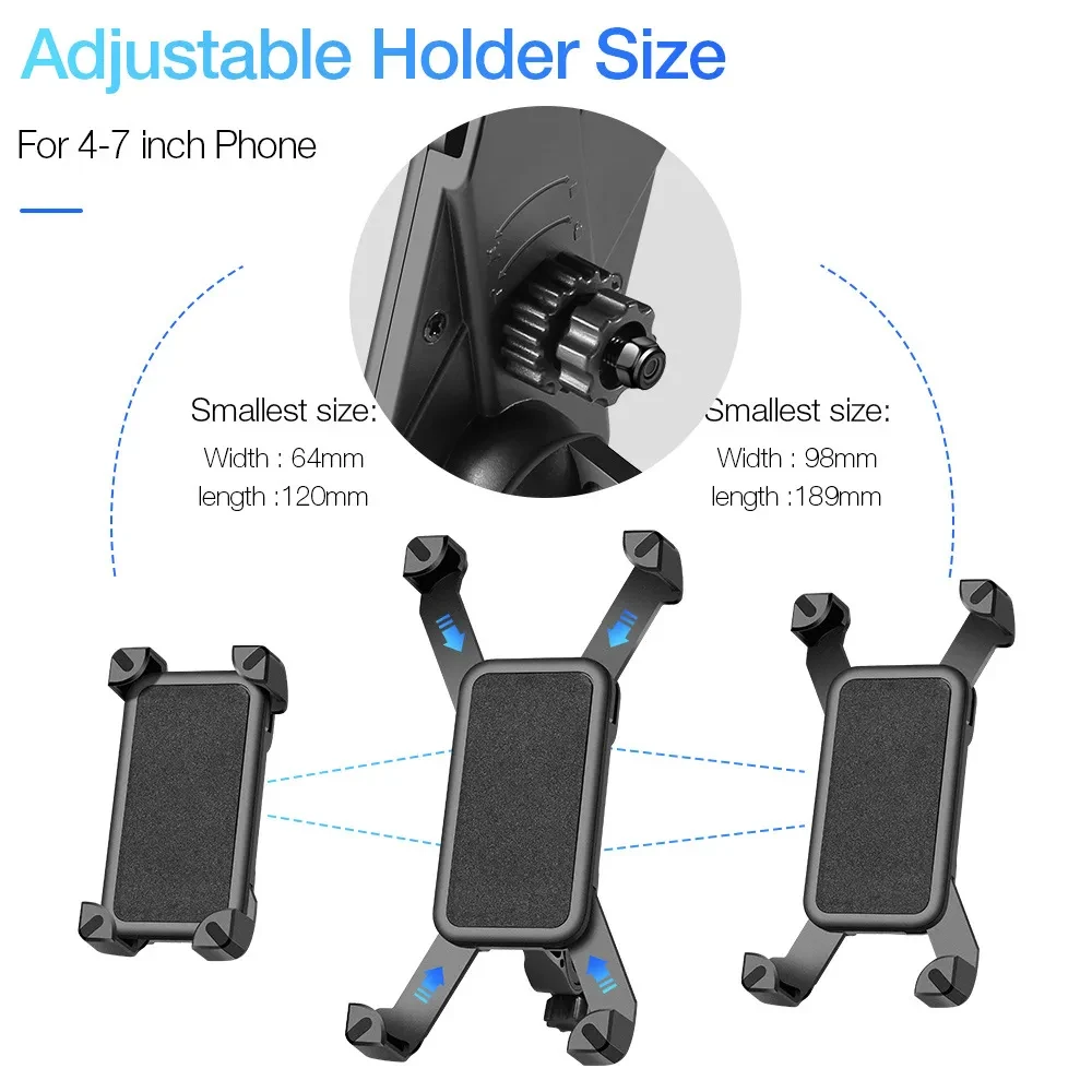 Compatible with Apple, Bicycle Phone Holder For iPhone Samsung Motorcycle Mobile Cellphone Holder Bike Handlebar Clip Stand GPS Mount Bracket