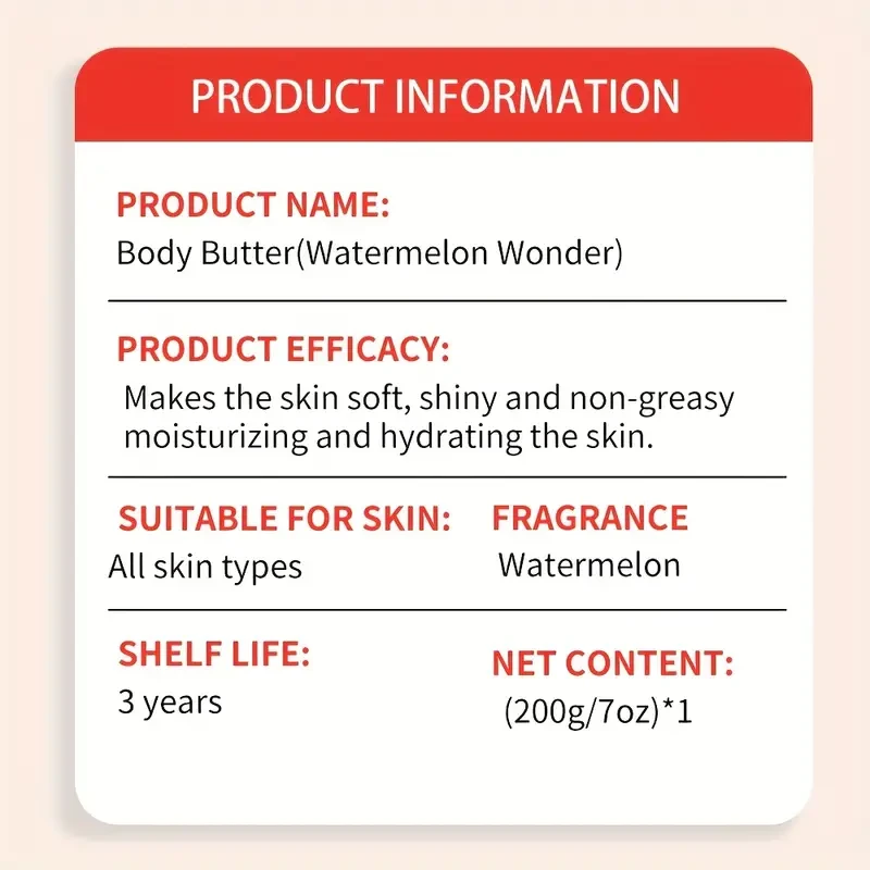 Hllozzi 200g/7oz Watermelon Body Lotion with Scoop