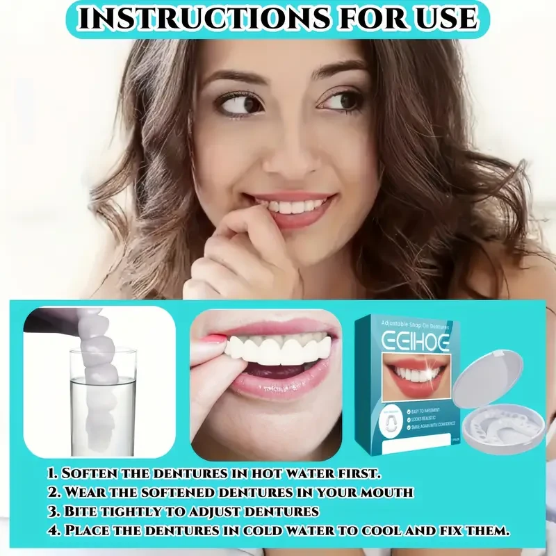 2 Sets Of EELHOE Adjustable Quick-button Dentures